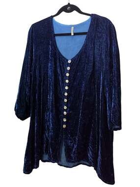 Homefrocks Silk Blend Navy Blue Womens Tunic Top Sz L